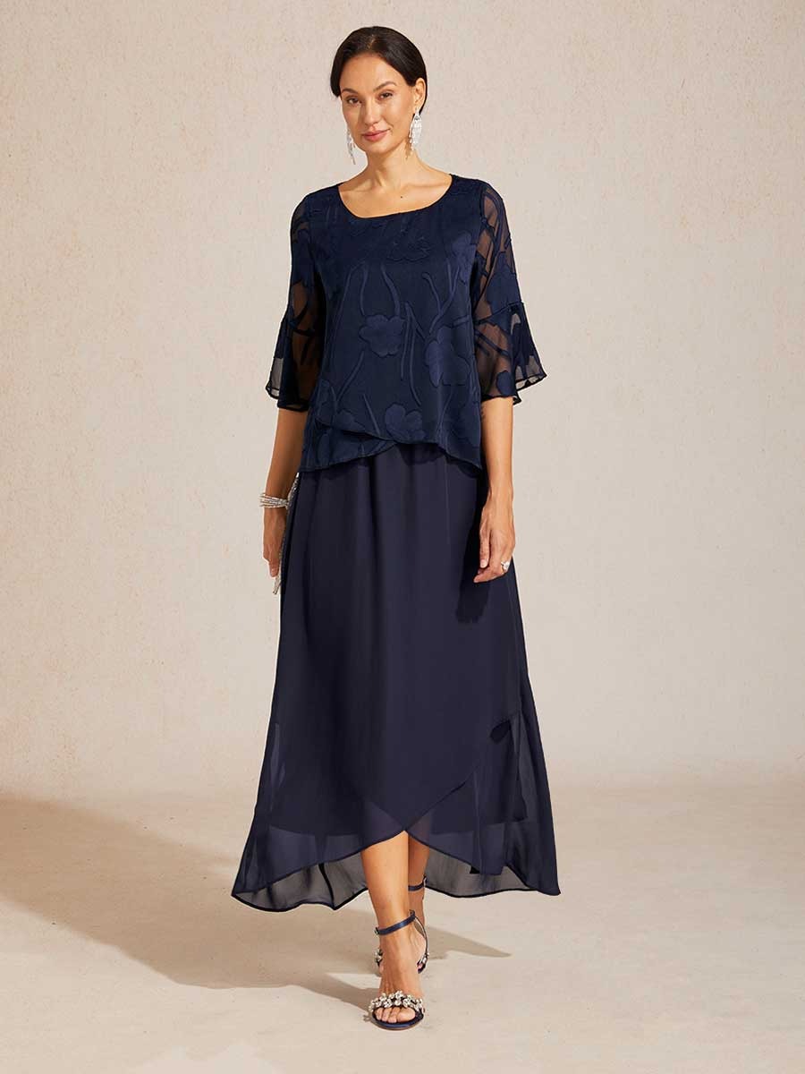 Dressy Chiffon Asymmetric Hem Blouse