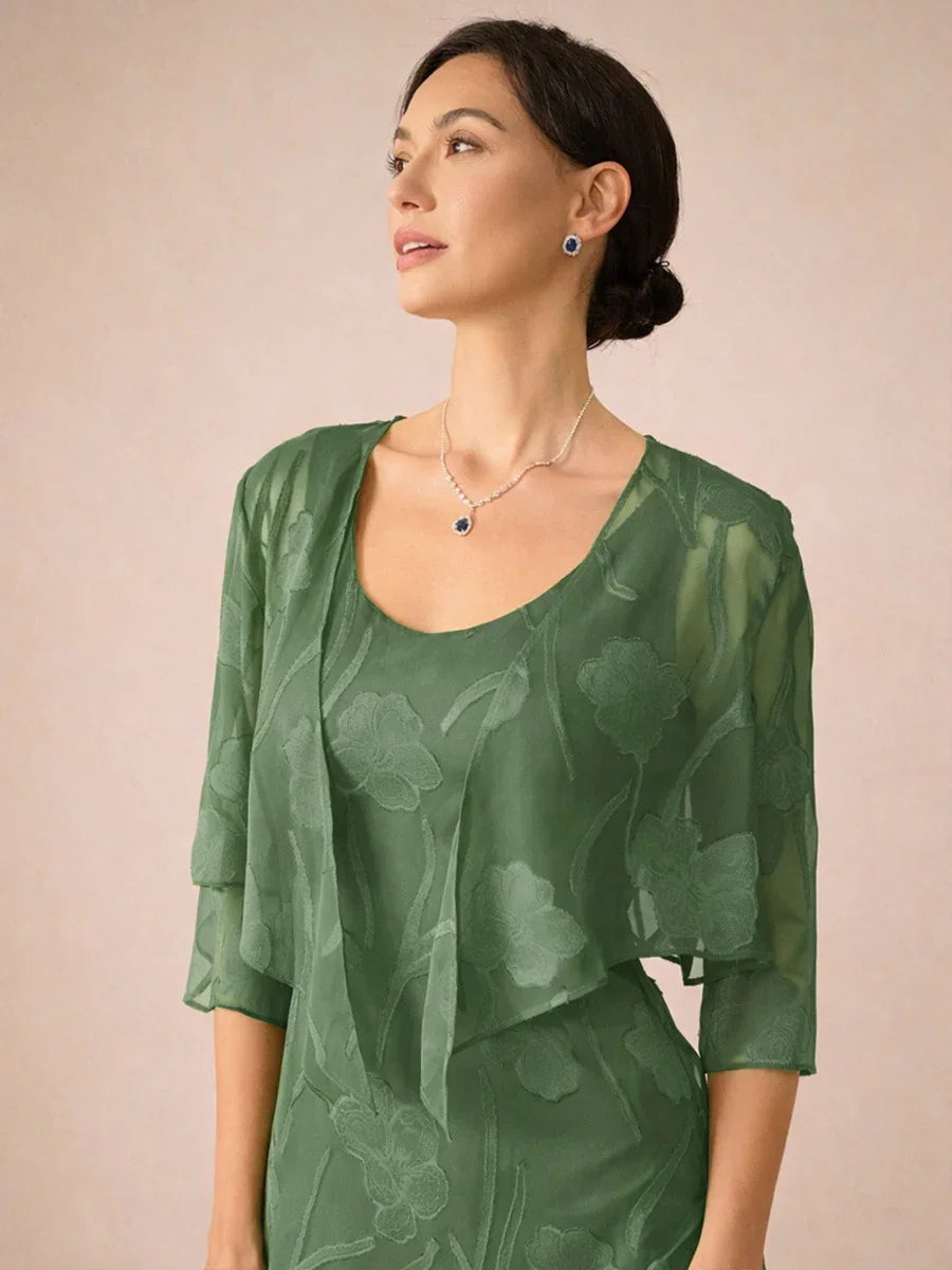 Bloemig Doorschijnend Chiffon Bolero Met 3/4-Mouwen