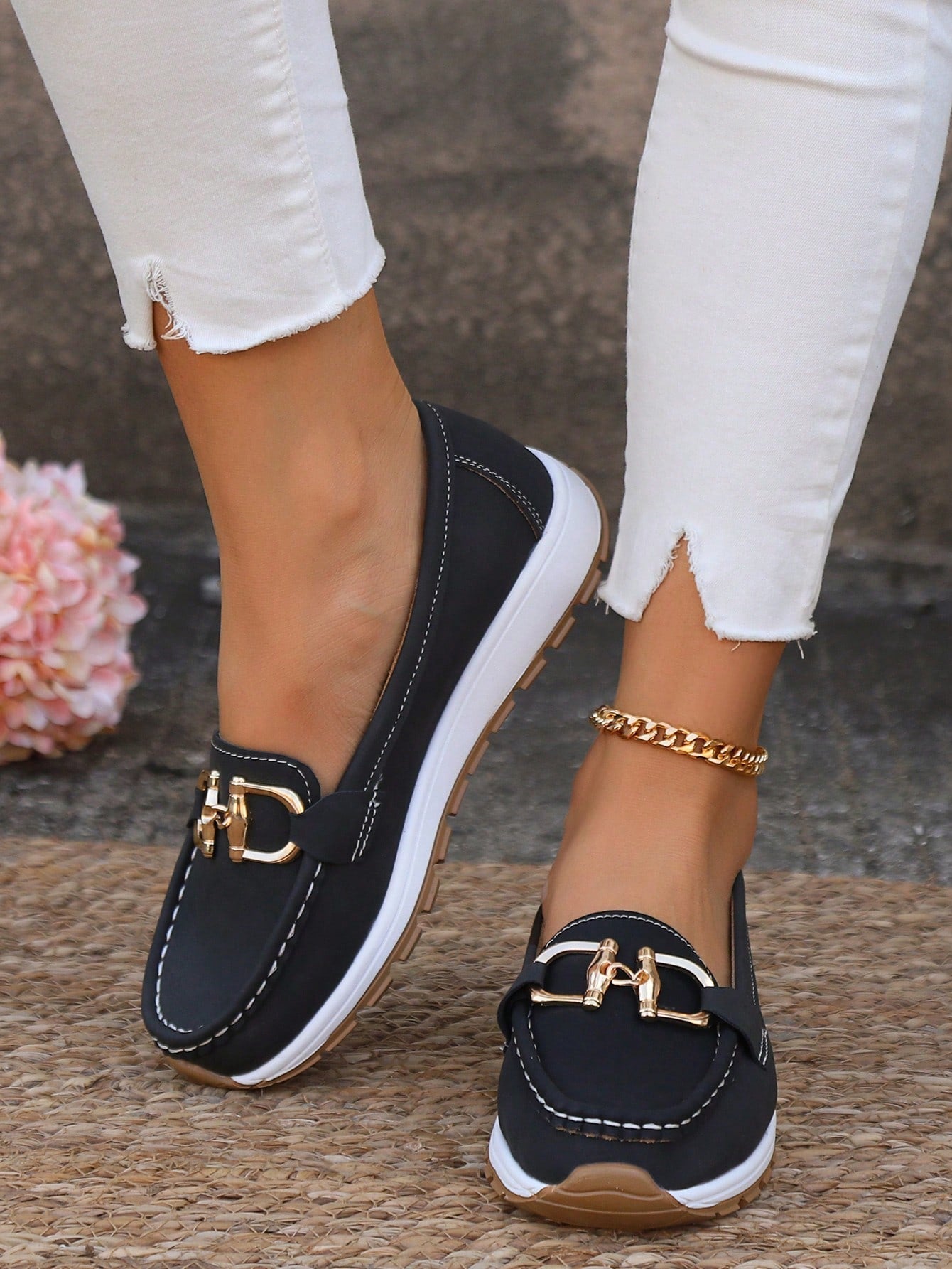 Ellie - Flat Moccasins with Buckle