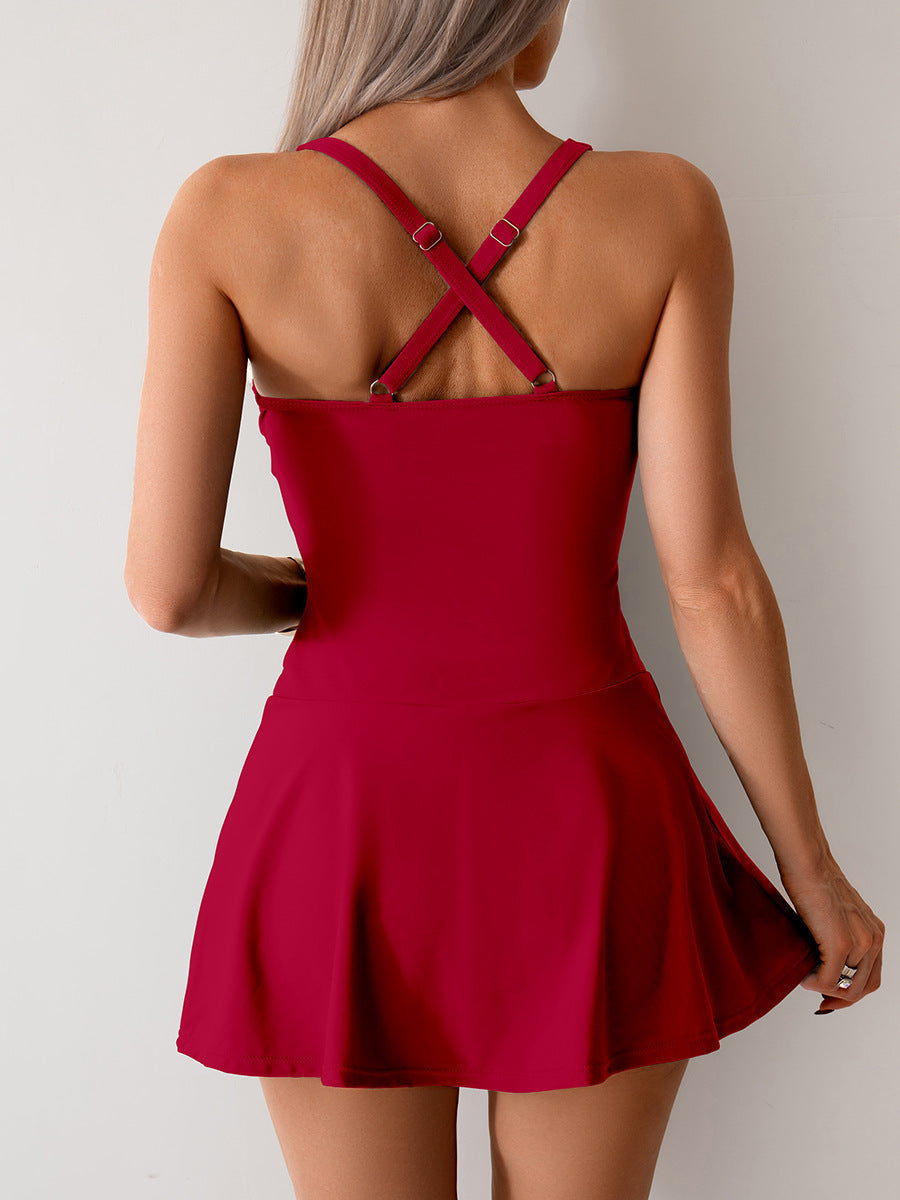 Maclair & Co. - Women's Twisted Ruched Swim Dress Slit Strap Tankini Swimsuit