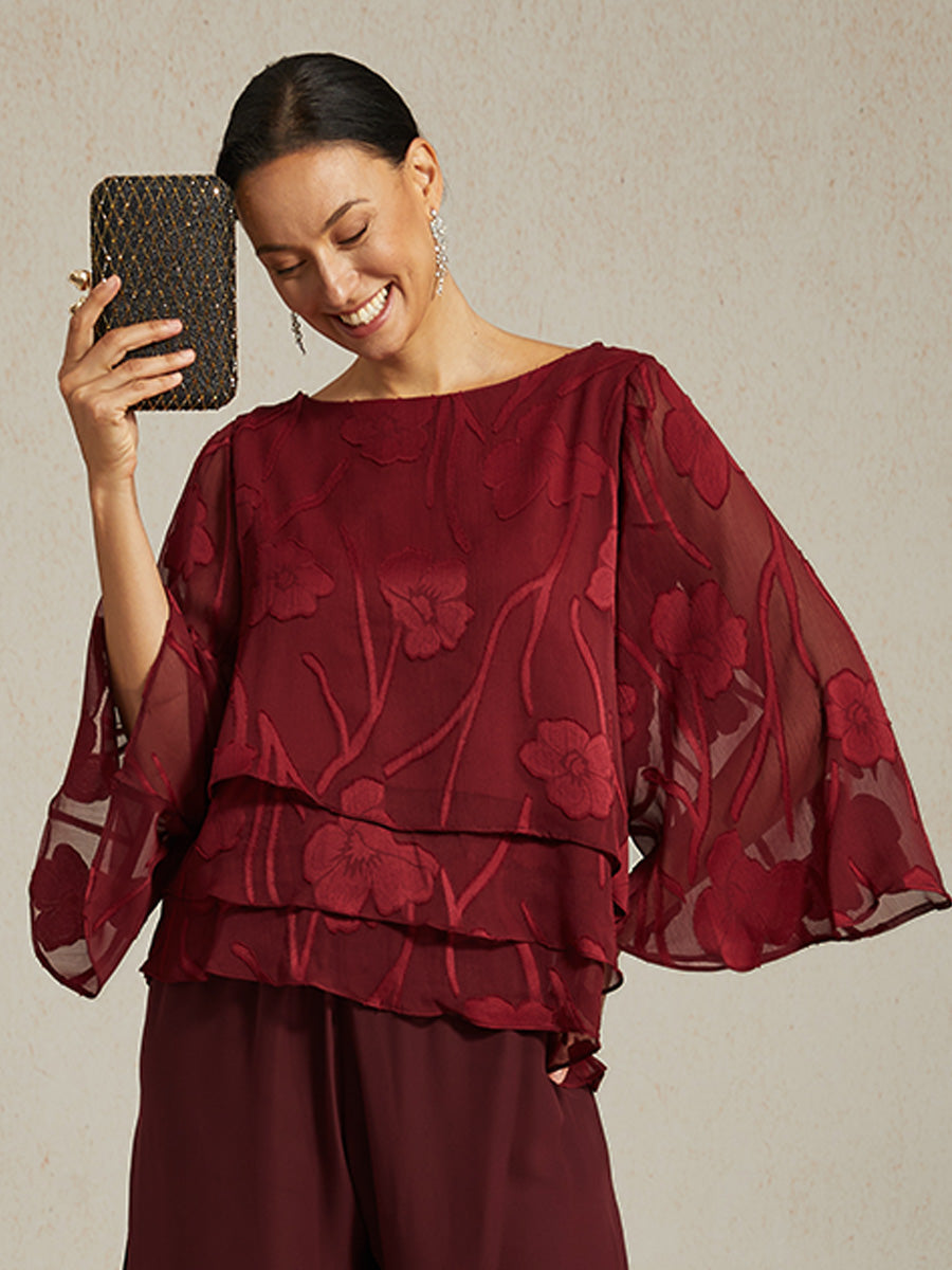 Chiffon Bloemenlaagjes Blouse