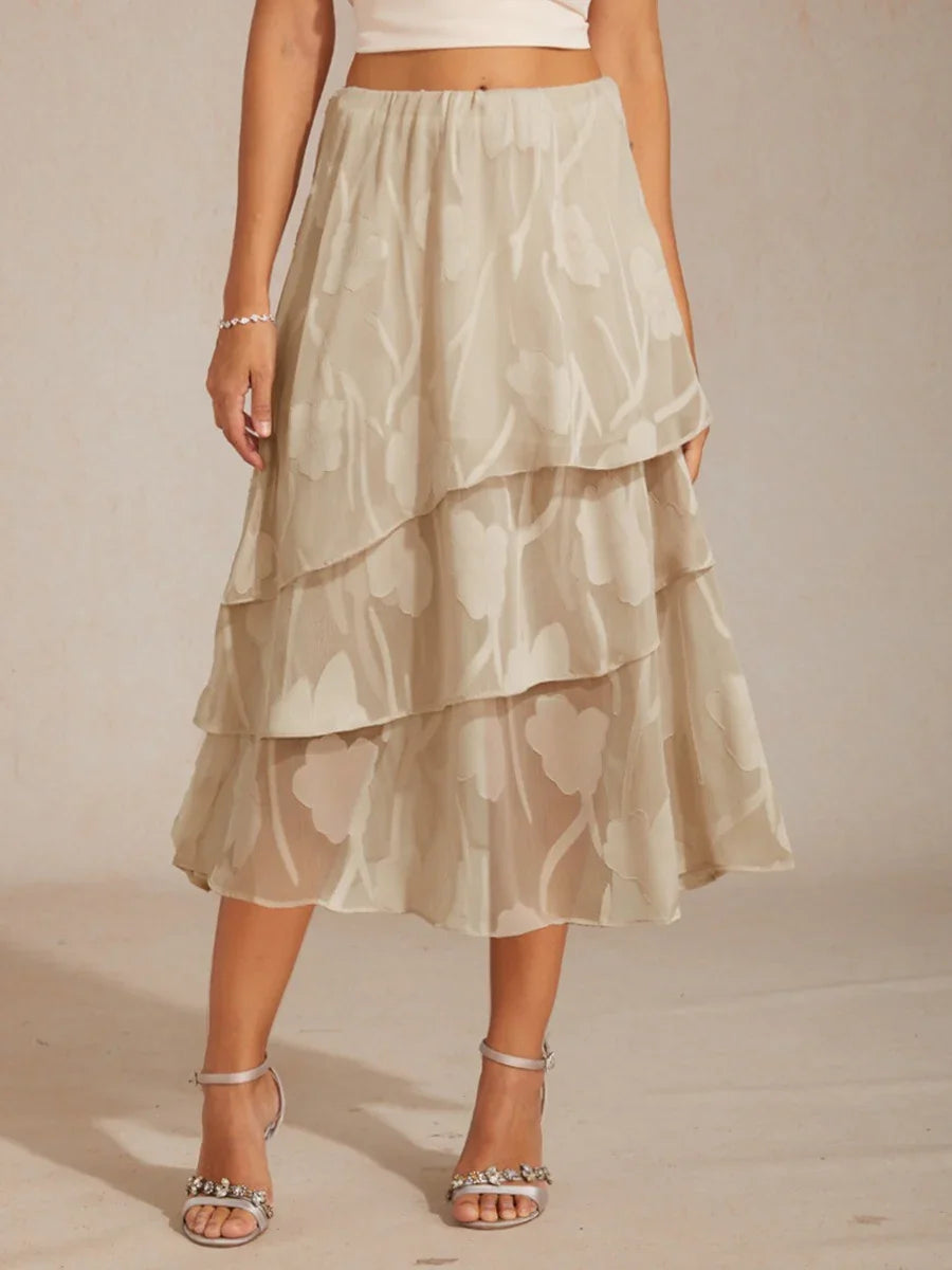 Gebloemde Chiffon Midi-Rok