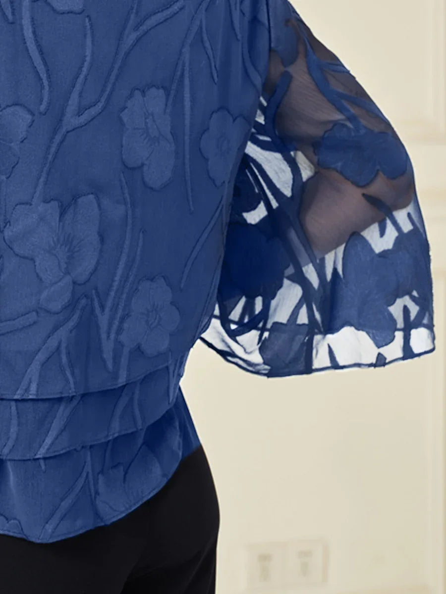 Gelaagde Chiffonblouse met Bloemen