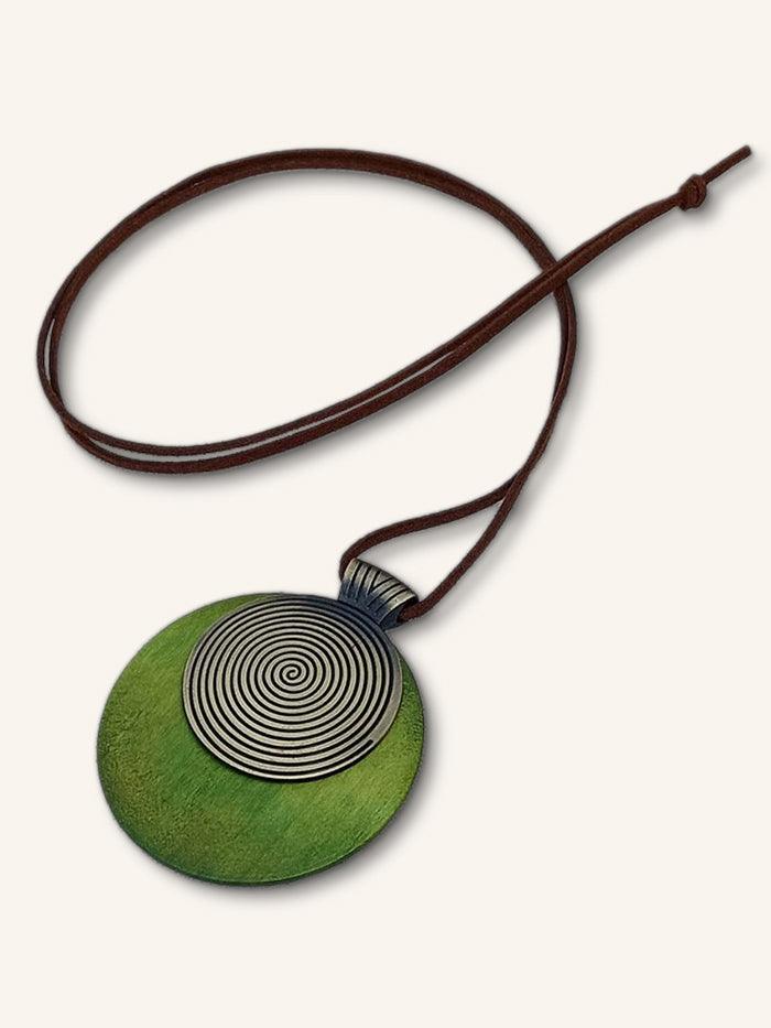 Vintage Wooden Rings Long Necklace