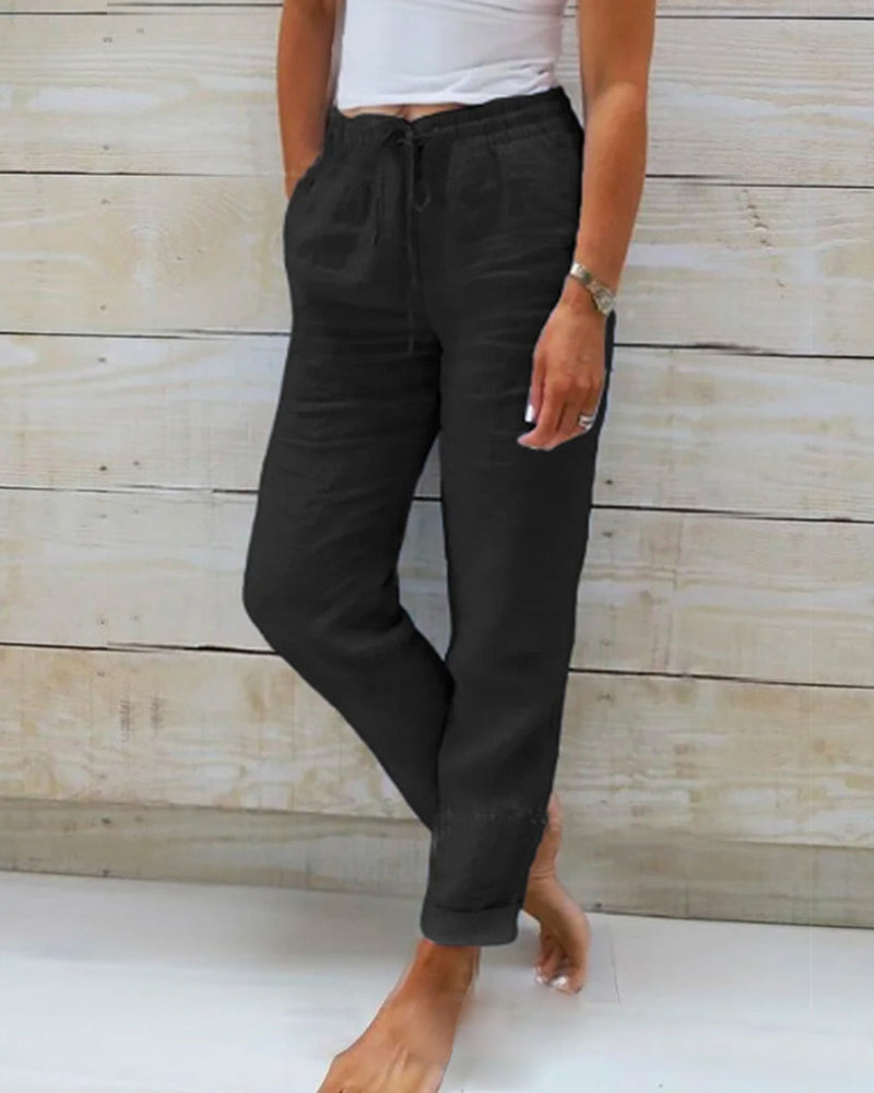 Harper - Luxe Cotton-Linen Tailored Trousers
