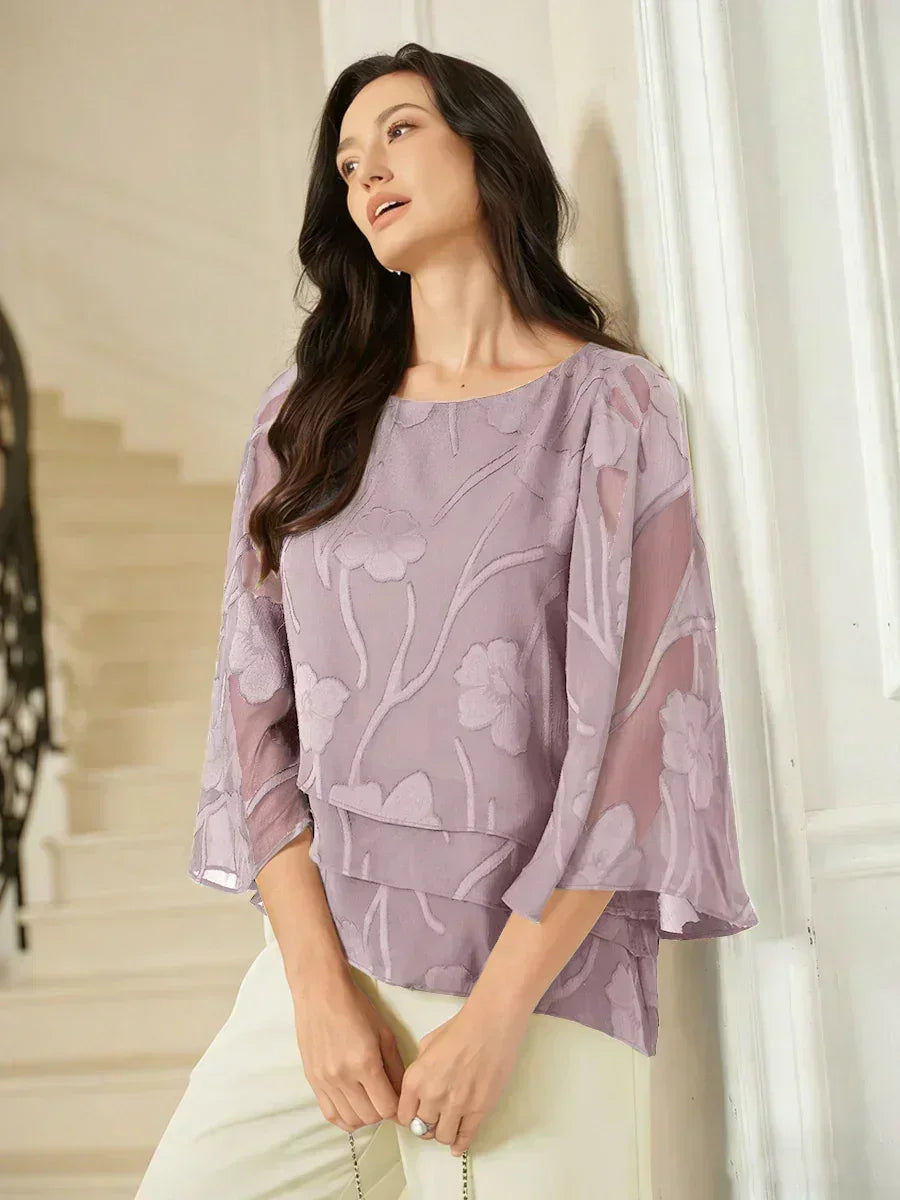 Gelaagde Chiffonblouse met Bloemenprint
