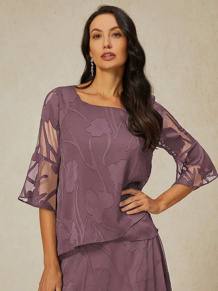 Elegante chiffon blouse met asymmetrische zoom