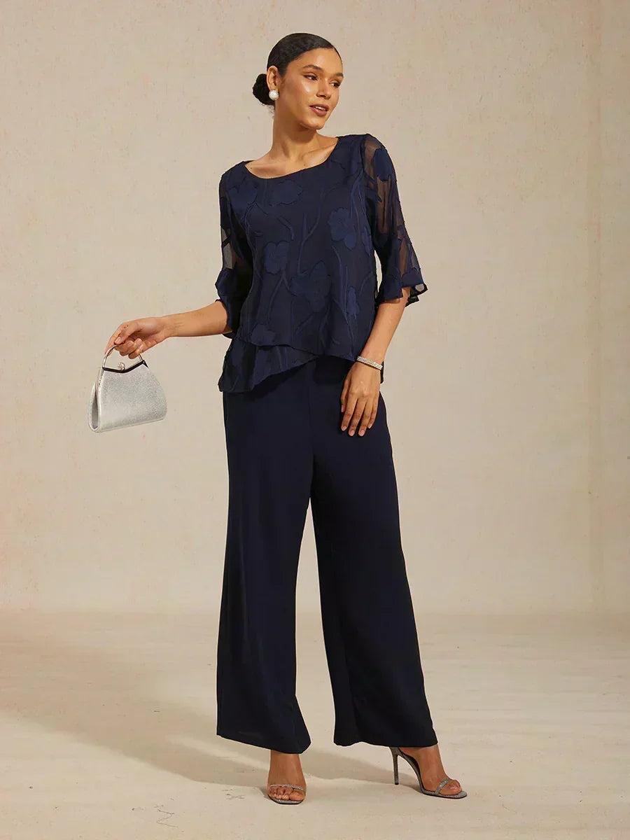 Elegante chiffon blouse met asymmetrische zoom