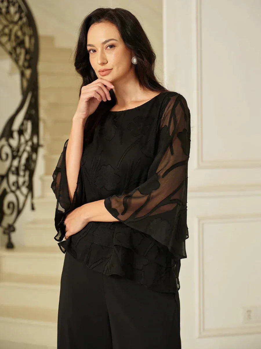 Chiffon Bloemenlaagjes Blouse
