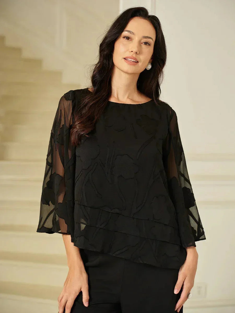 Chiffon Bloemenlaagjes Blouse