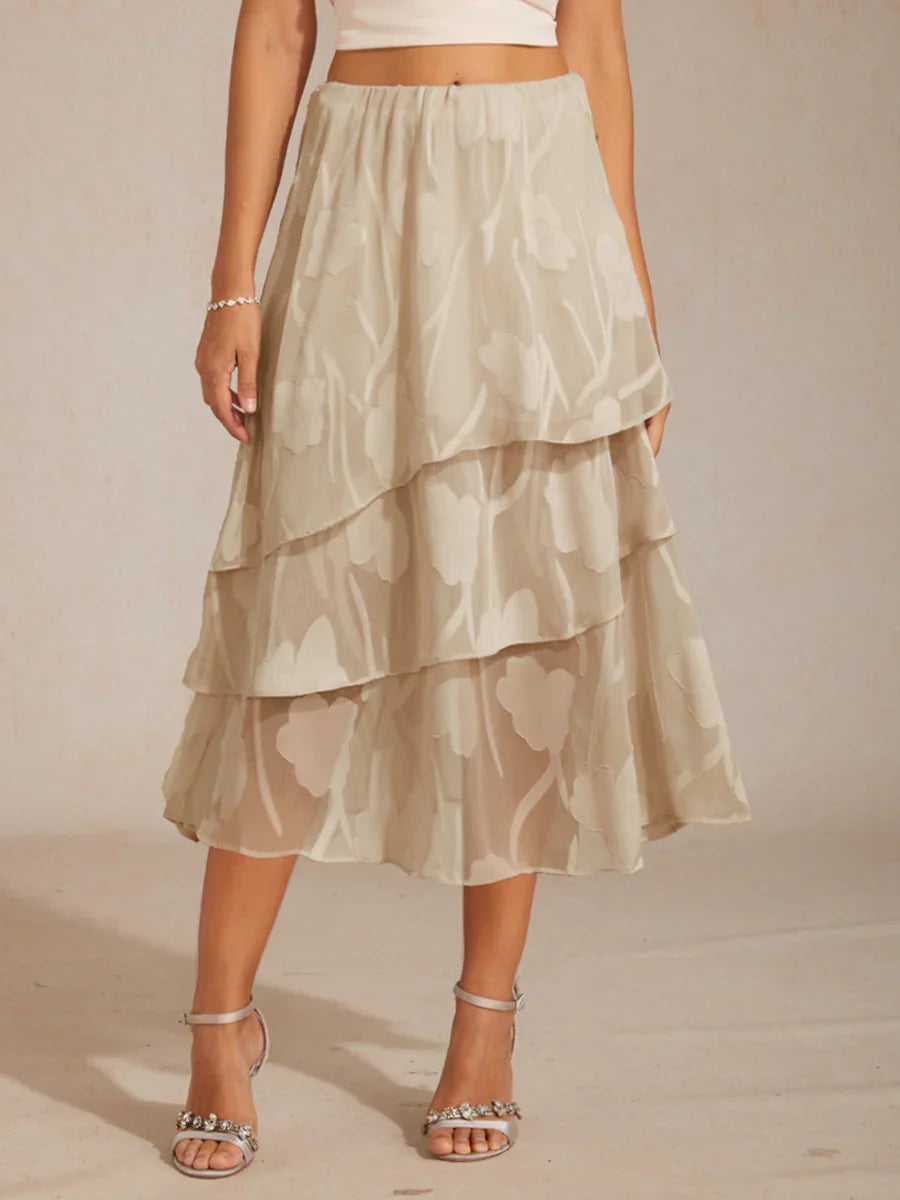Chiffon Midi-Rok met Bloemen