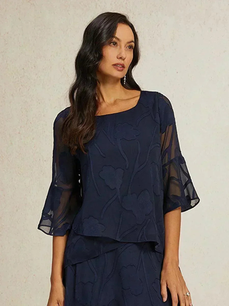 Feestelijke Chiffonblouse Met Asymmetrische Zoom