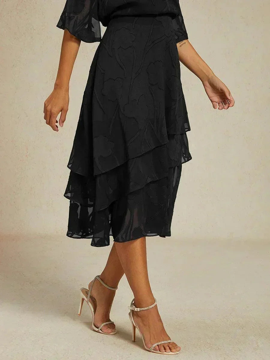 Chiffon Midi-Rok met Bloemen