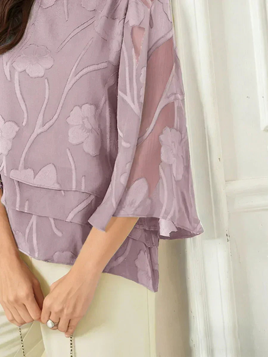 Gelaagde Chiffonblouse met Bloemenprint