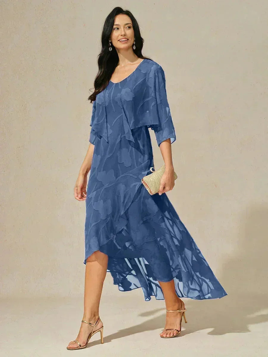 Bloemige Doorschijnende Chiffon 3/4-Mouw Bolero