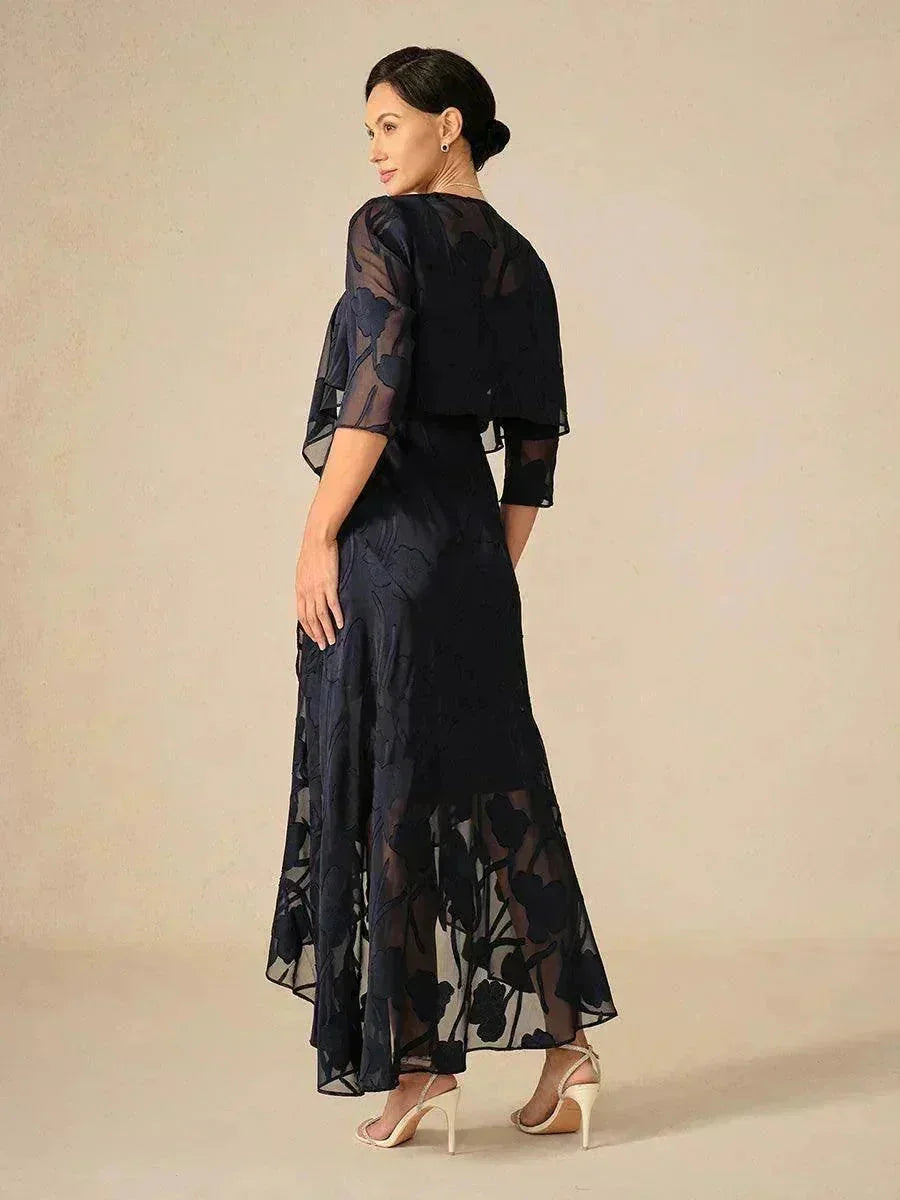 Bloemenchiffon Mouwloze Avondjurk met Asymmetrische Zoom