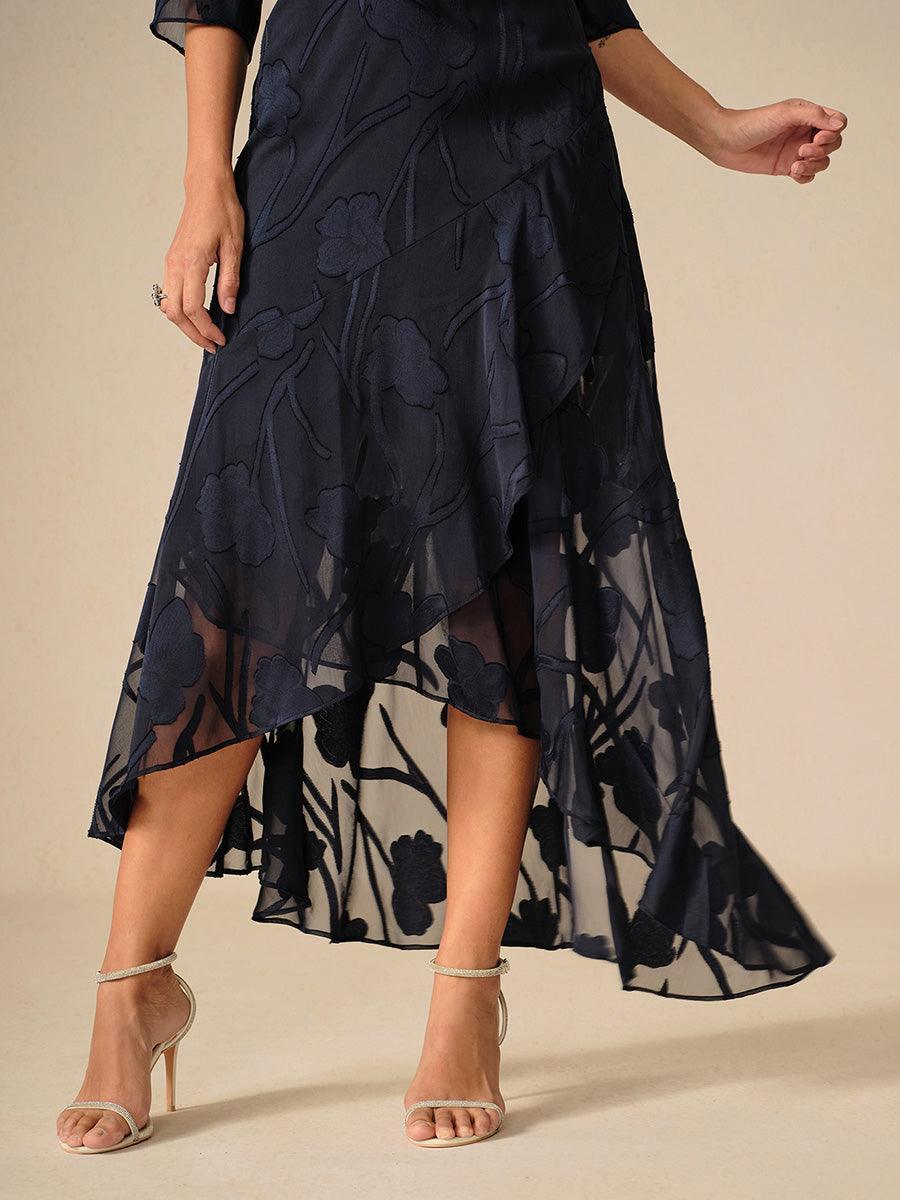 Bloemenchiffon Mouwloze Avondjurk met Asymmetrische Zoom