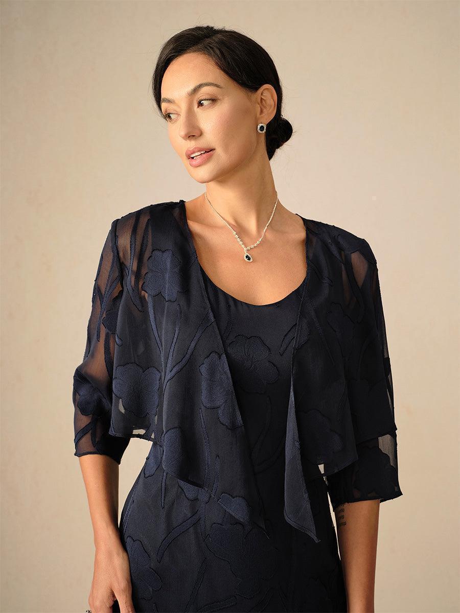 Bloemenprint Doorschijnende Chiffon Bolero Met 3/4-mouwen