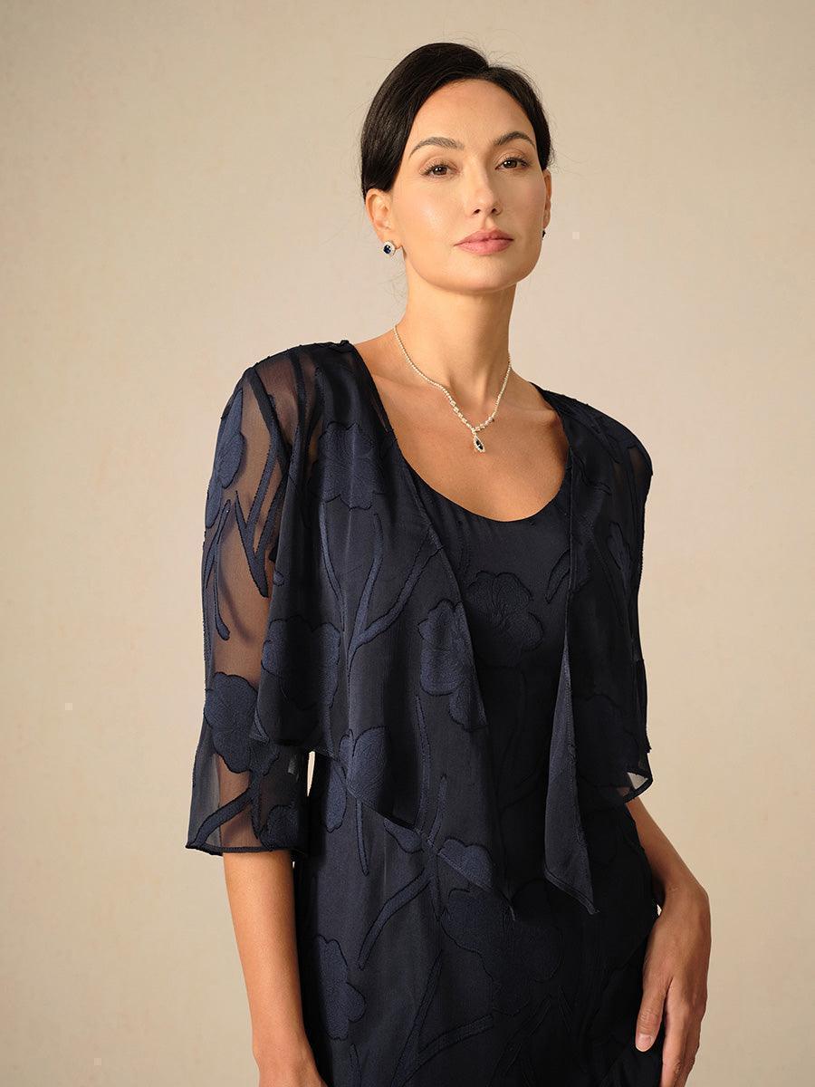 Doorschijnende Chiffon Bolero met Bloemenprint en 3/4-mouwen