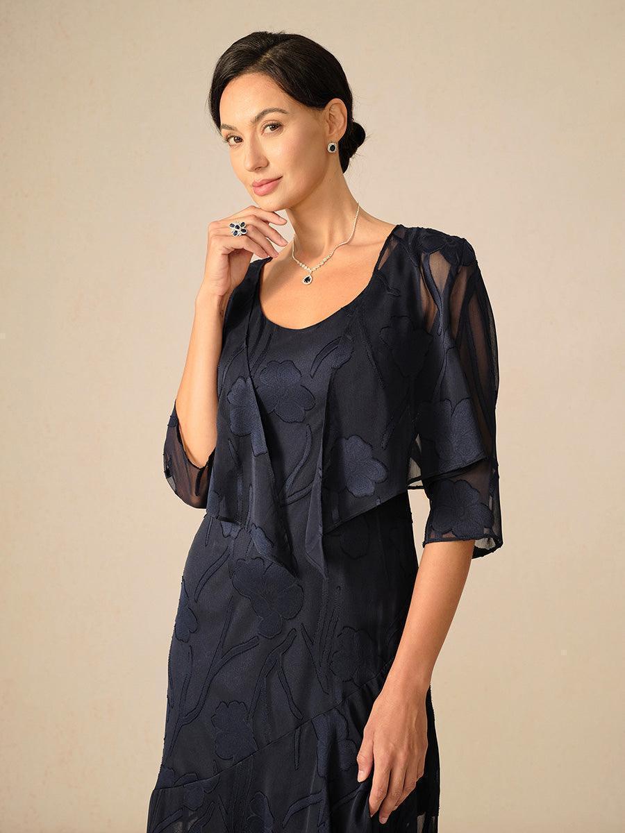 Bloemig Doorschijnend Chiffon 3/4-mouwen Bolero