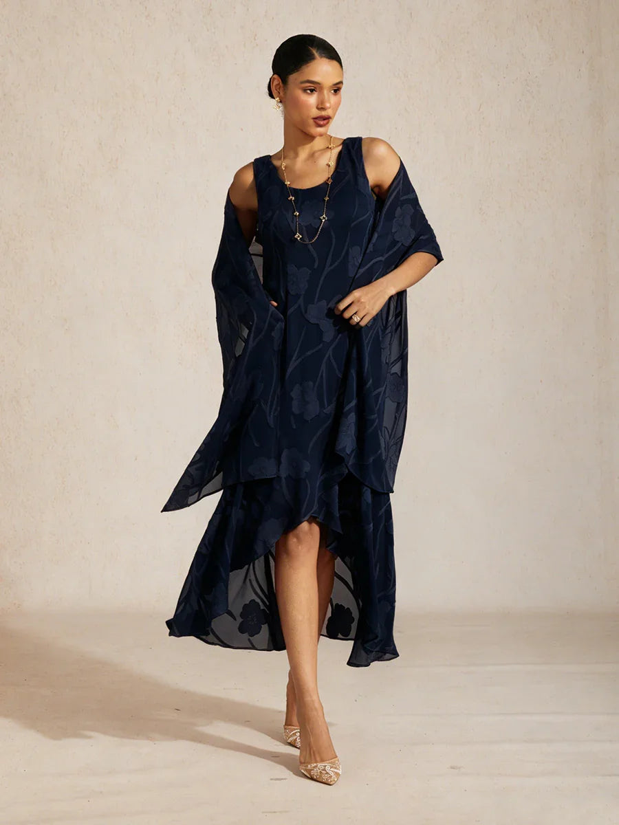Transparante chiffon sjaal met bloemen