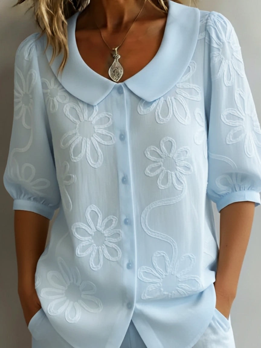 Aurélie™ | Lightweight Floral Blouse – Natural Elegance