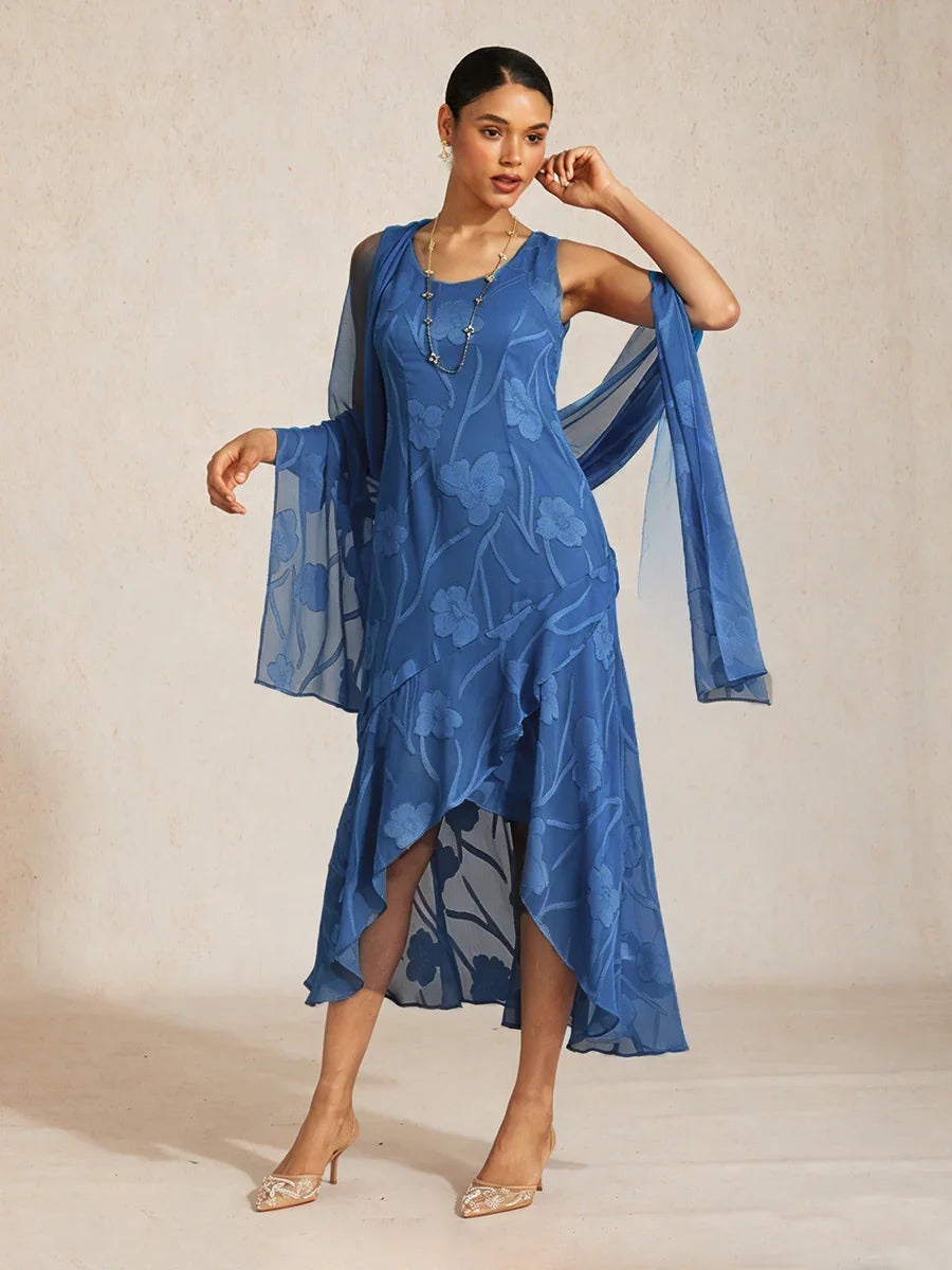 Transparante chiffon sjaal met bloemen