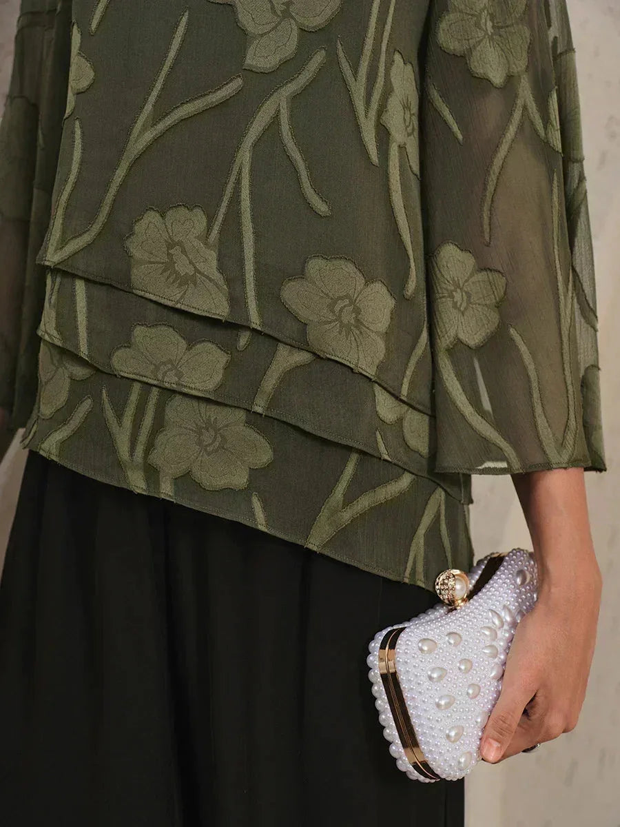 Gelaagde Chiffonblouse met Bloemenprint