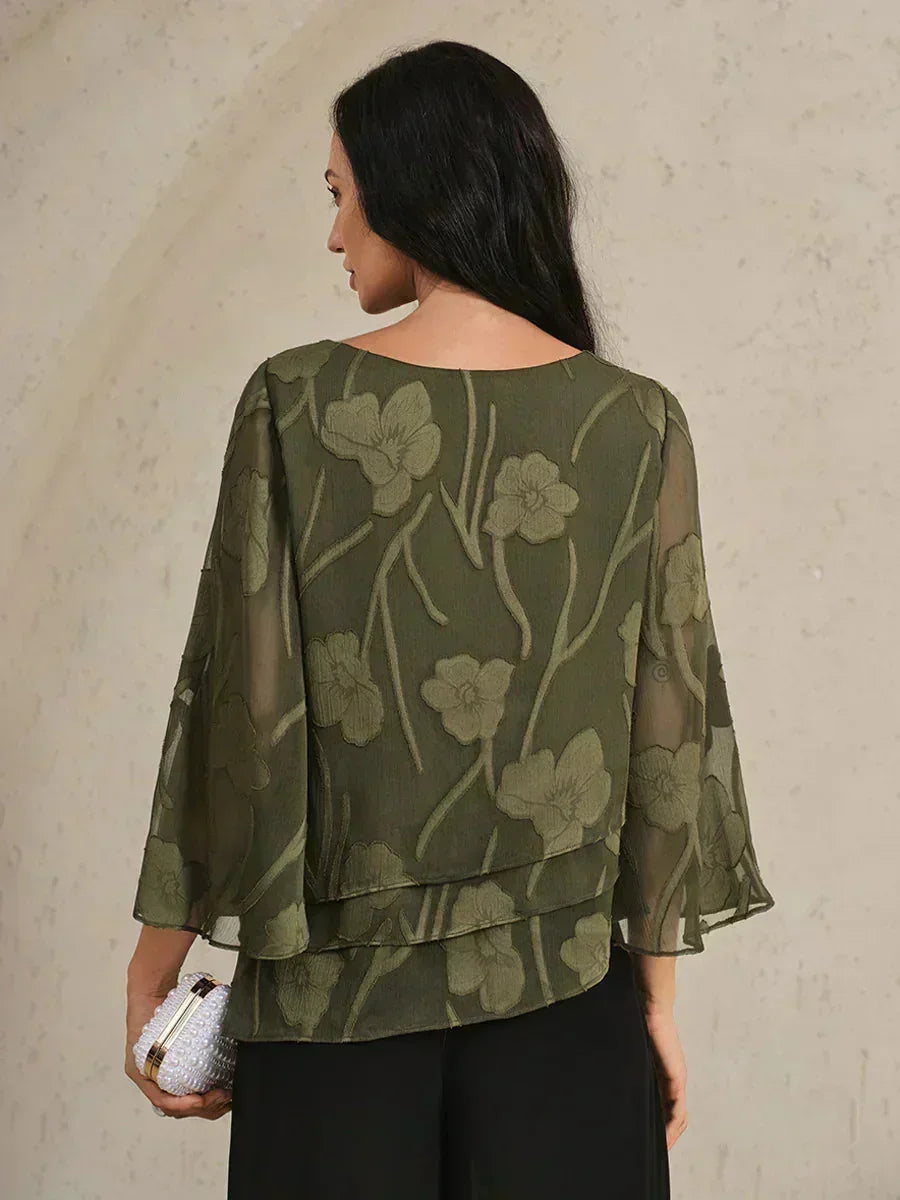 Gelaagde Chiffonblouse met Bloemenprint