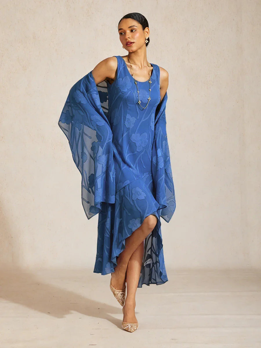 Transparante chiffon sjaal met bloemen