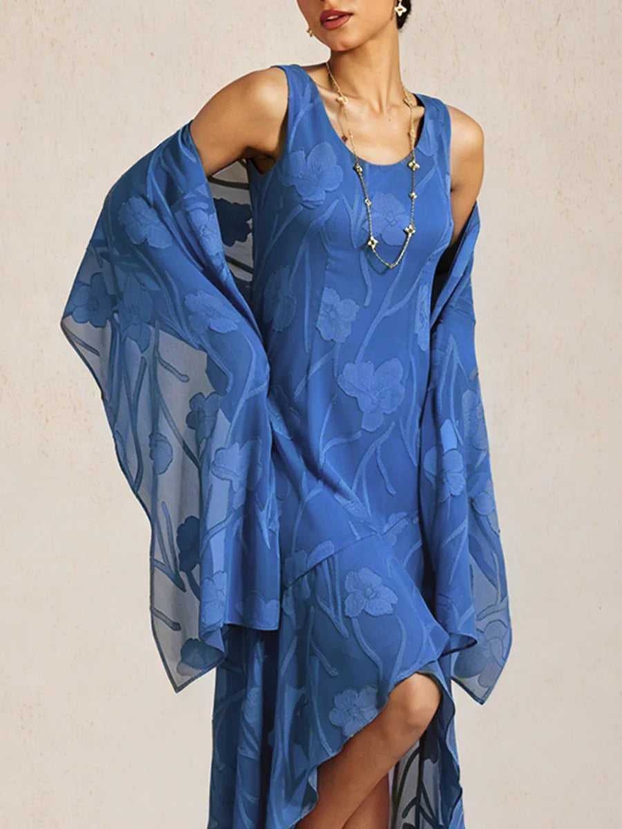 Transparante chiffon sjaal met bloemen