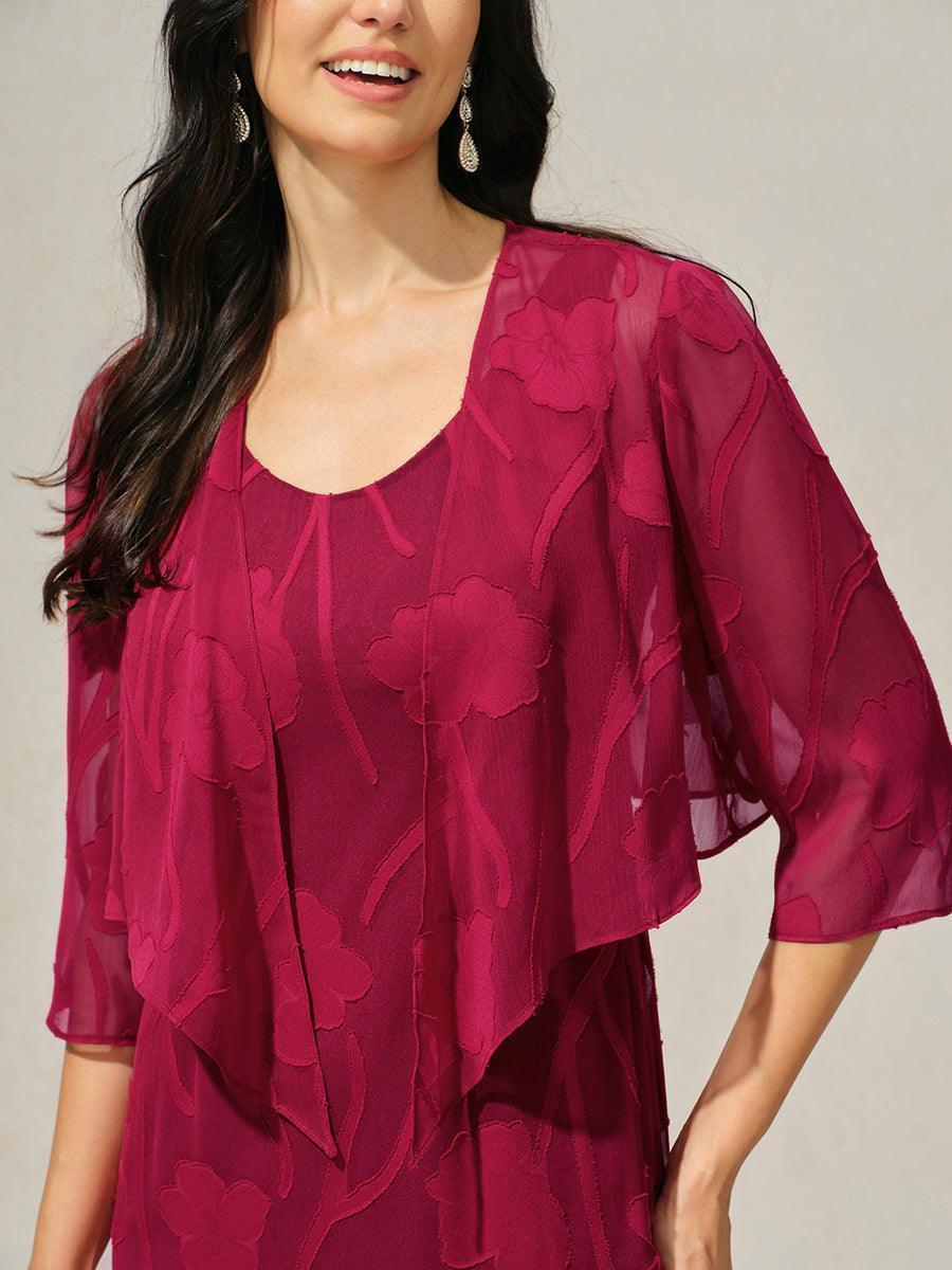 Doorschijnende Chiffon Bolero met Bloemenprint en 3/4-mouwen