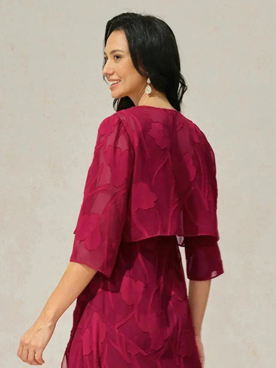 Doorschijnende Chiffon Bolero met Bloemenprint en 3/4-mouwen