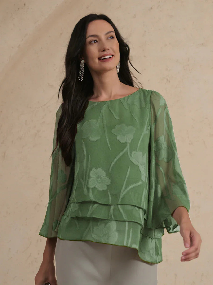 Chiffon Bloemenlaagjes Blouse