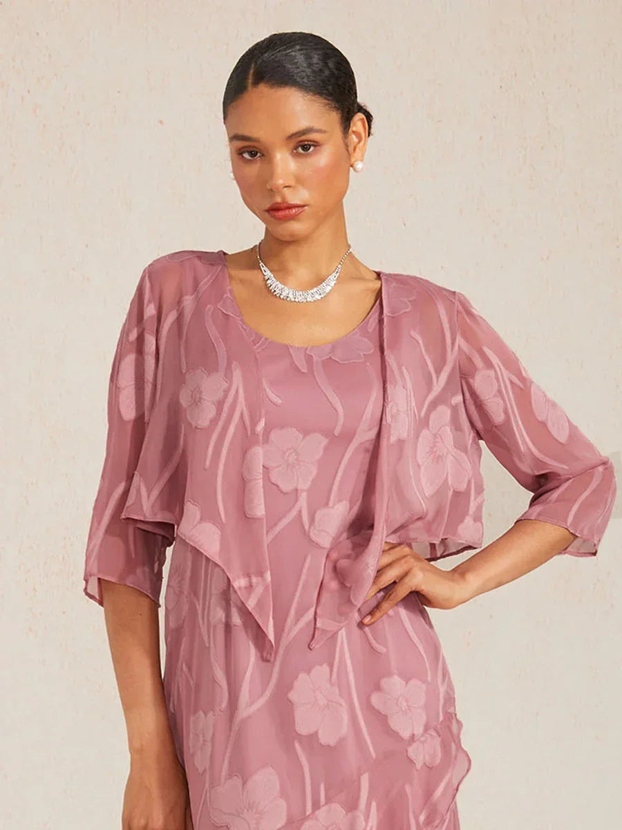 Bloemig Doorschijnend Chiffon Bolero Met 3/4-Mouwen