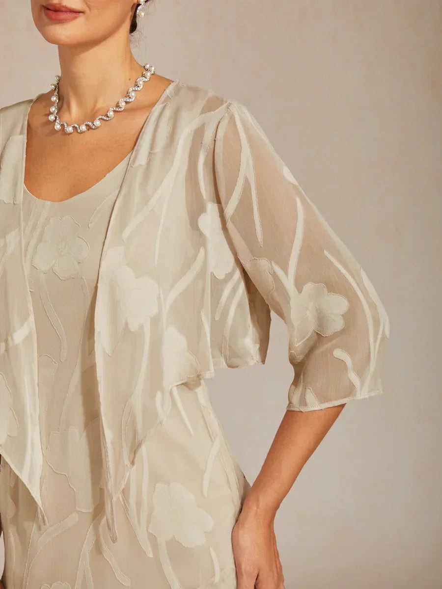 Bloemig Doorschijnend Chiffon 3/4-mouwen Bolero