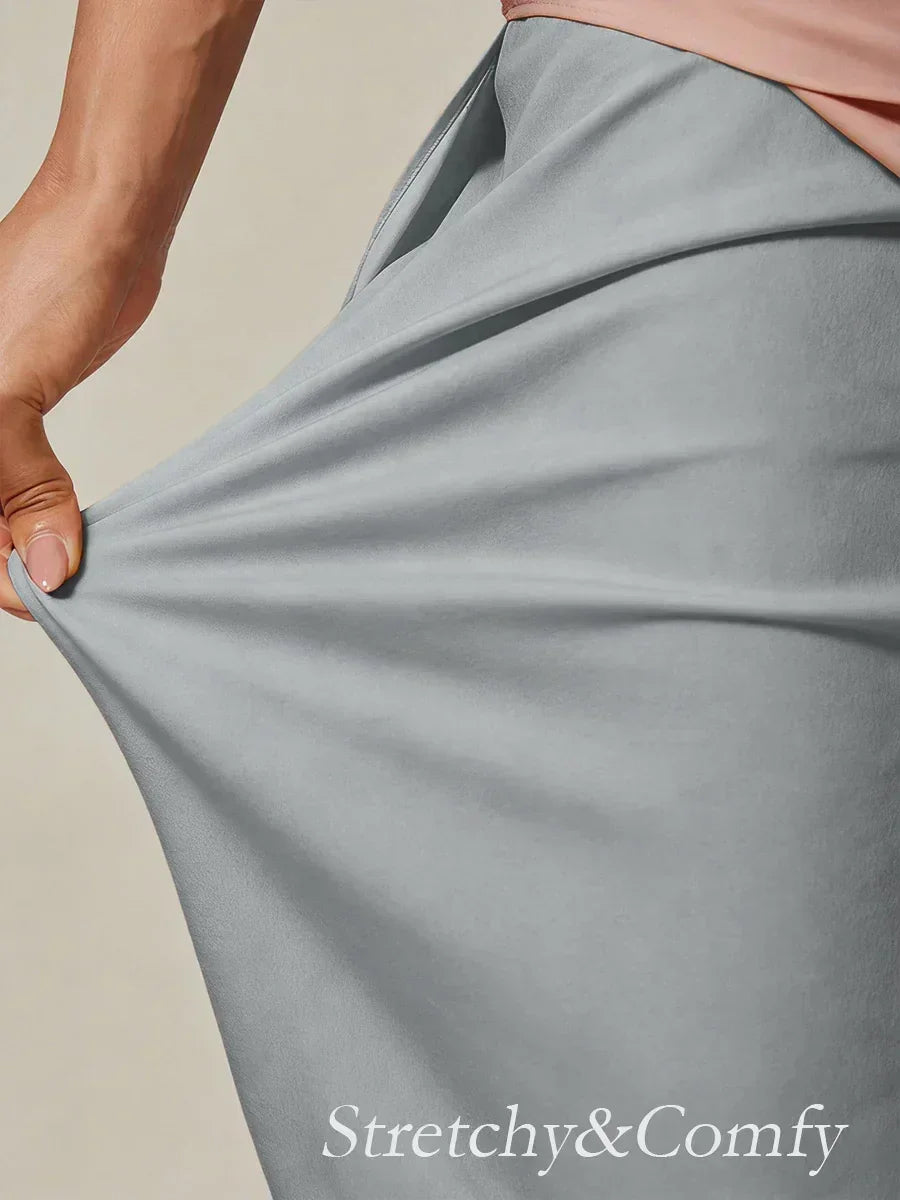 Cropped Broek Met Rechte Pijp En Chiffon Split-Overlay
