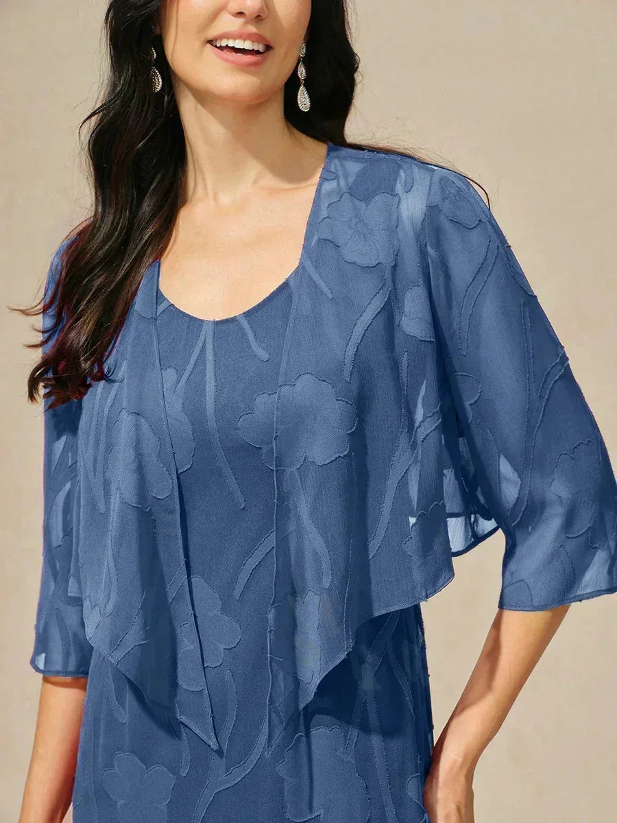 Bloemig Doorschijnend Chiffon Bolero Met 3/4-Mouwen