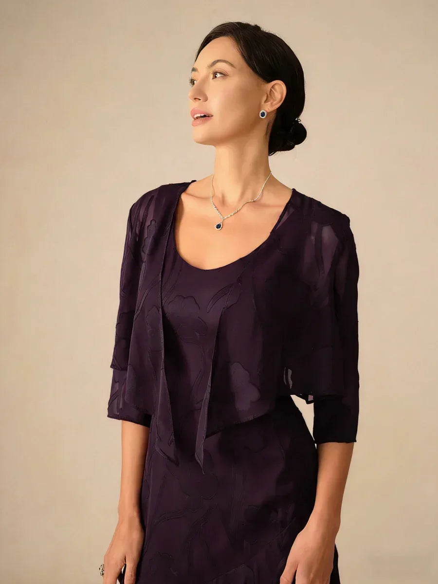 Doorschijnende Chiffon Bolero met Bloemenprint en 3/4-mouwen
