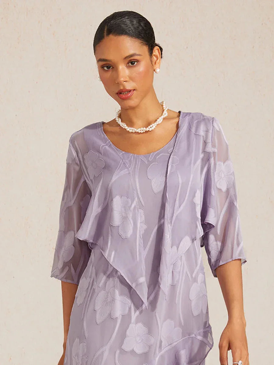Bloemig Doorschijnend Chiffon Bolero Met 3/4-Mouwen