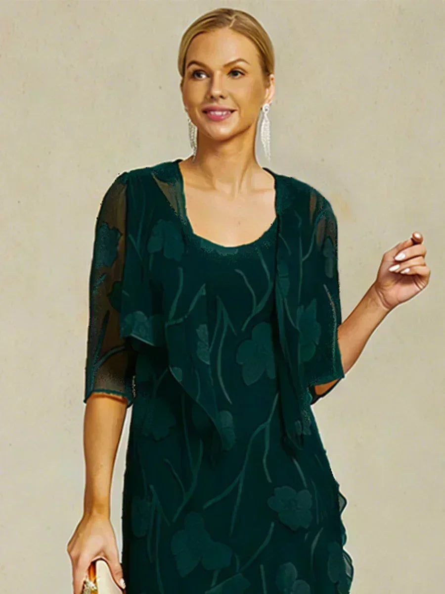 Bloemen-Doorschijnende Chiffon Shrug met 3/4-Mouwen