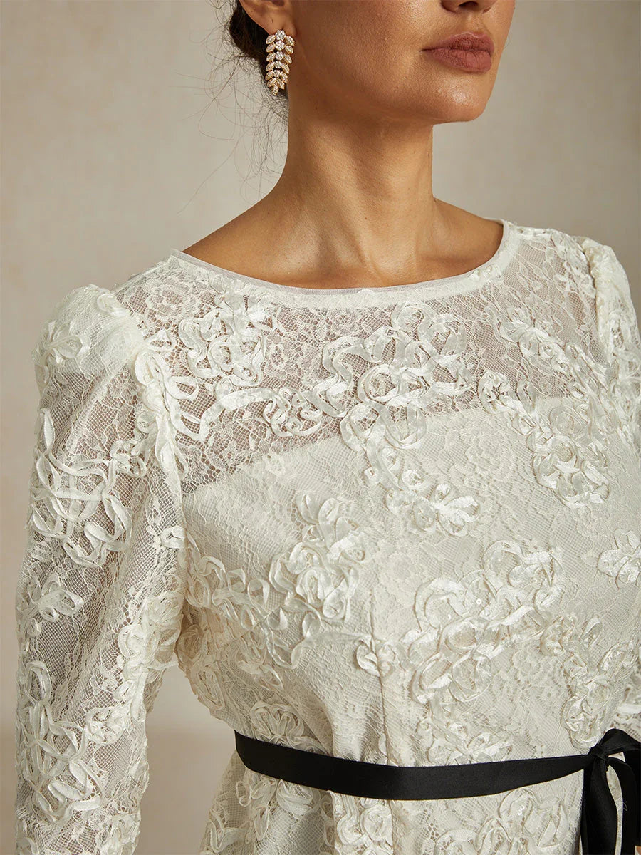 Blouse Met 3/4-Mouw, Rozetkant en Paillettenaccent