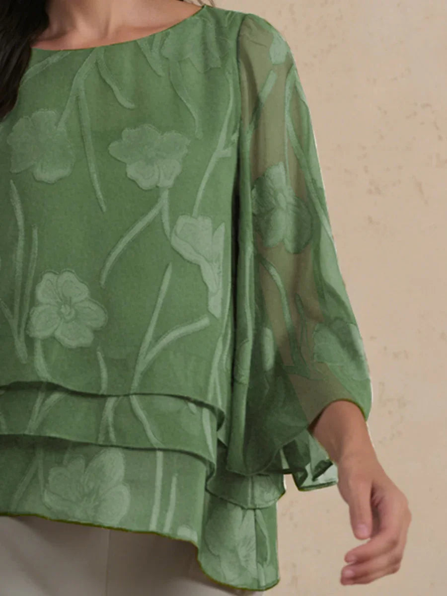 Chiffon Bloemenlaagjes Blouse