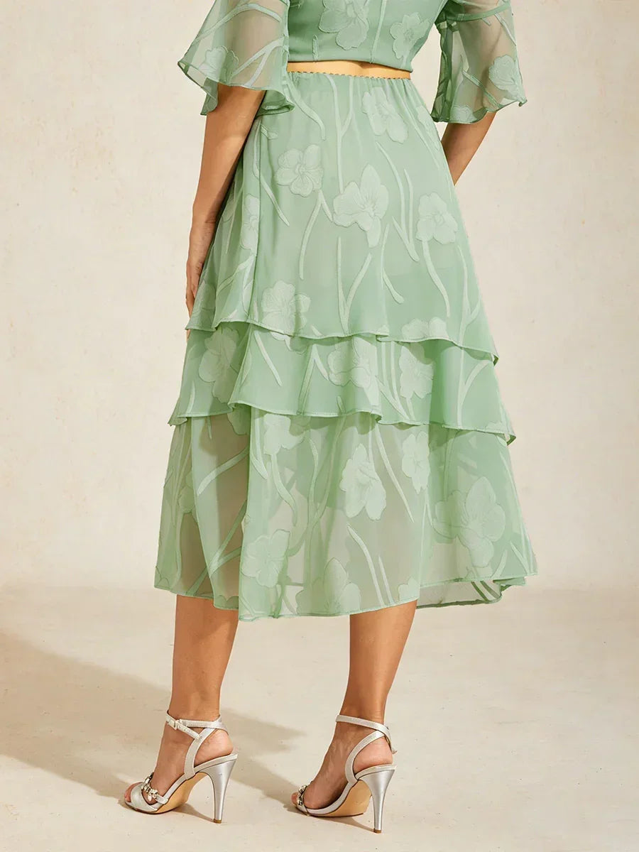 Gebloemde Chiffon Midi-Rok