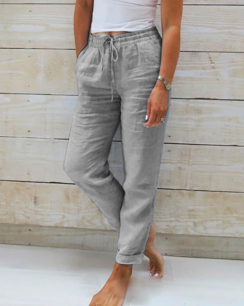 Elodie - Luxe Cotton-Linen Tailored Trousers