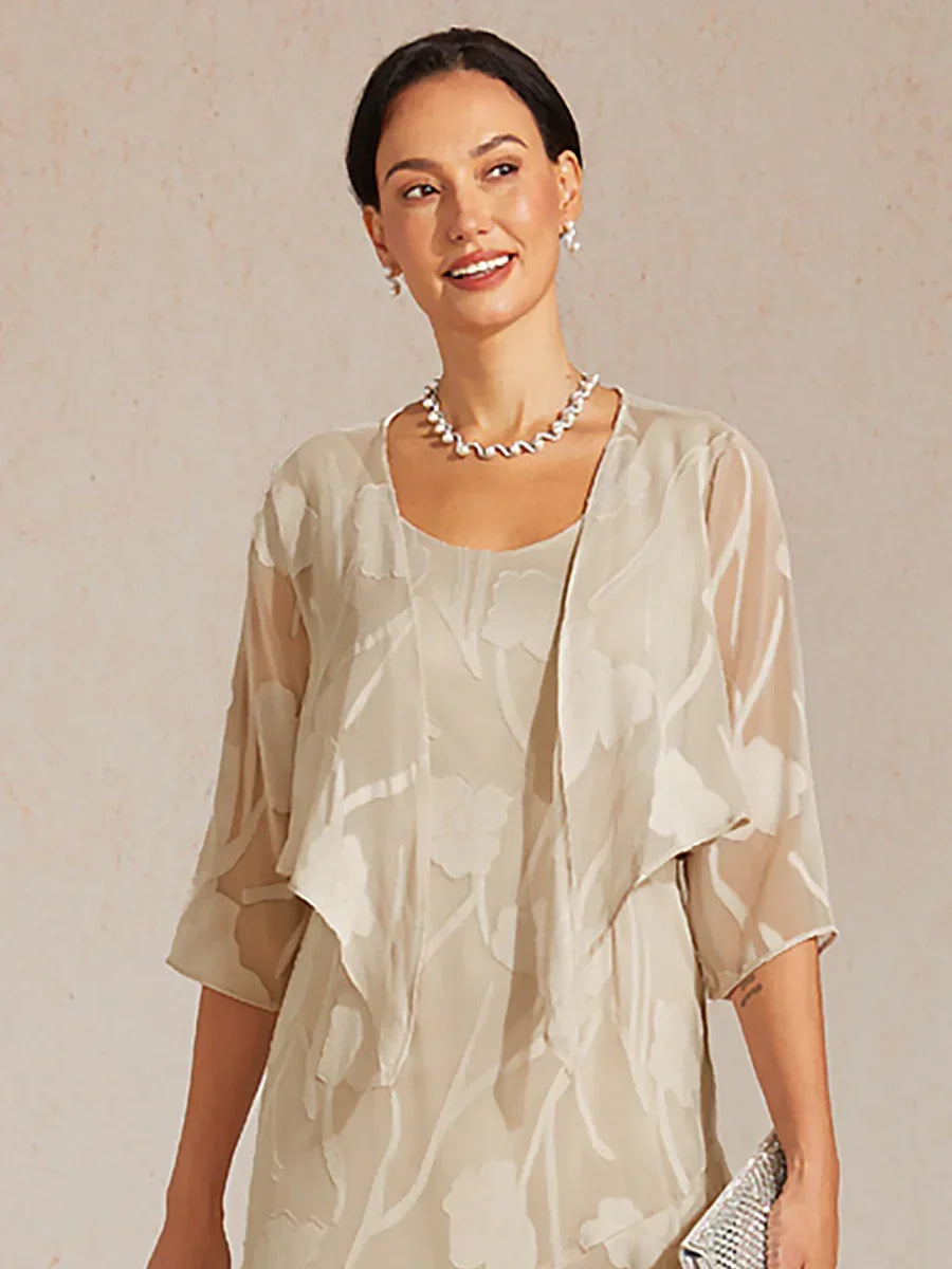 Bloemenprint Doorschijnende Chiffon Bolero Met 3/4-mouwen