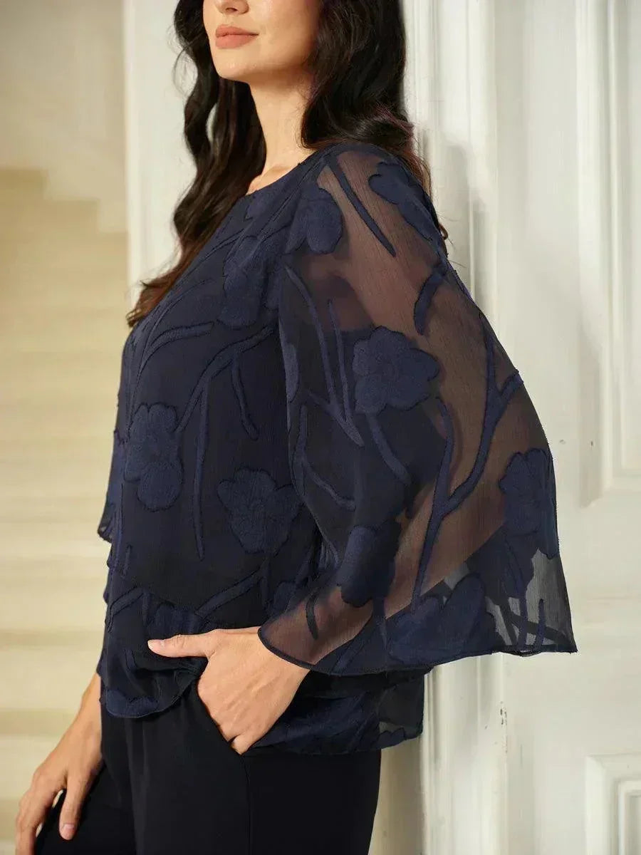 Chiffon Bloemenlaagjes Blouse