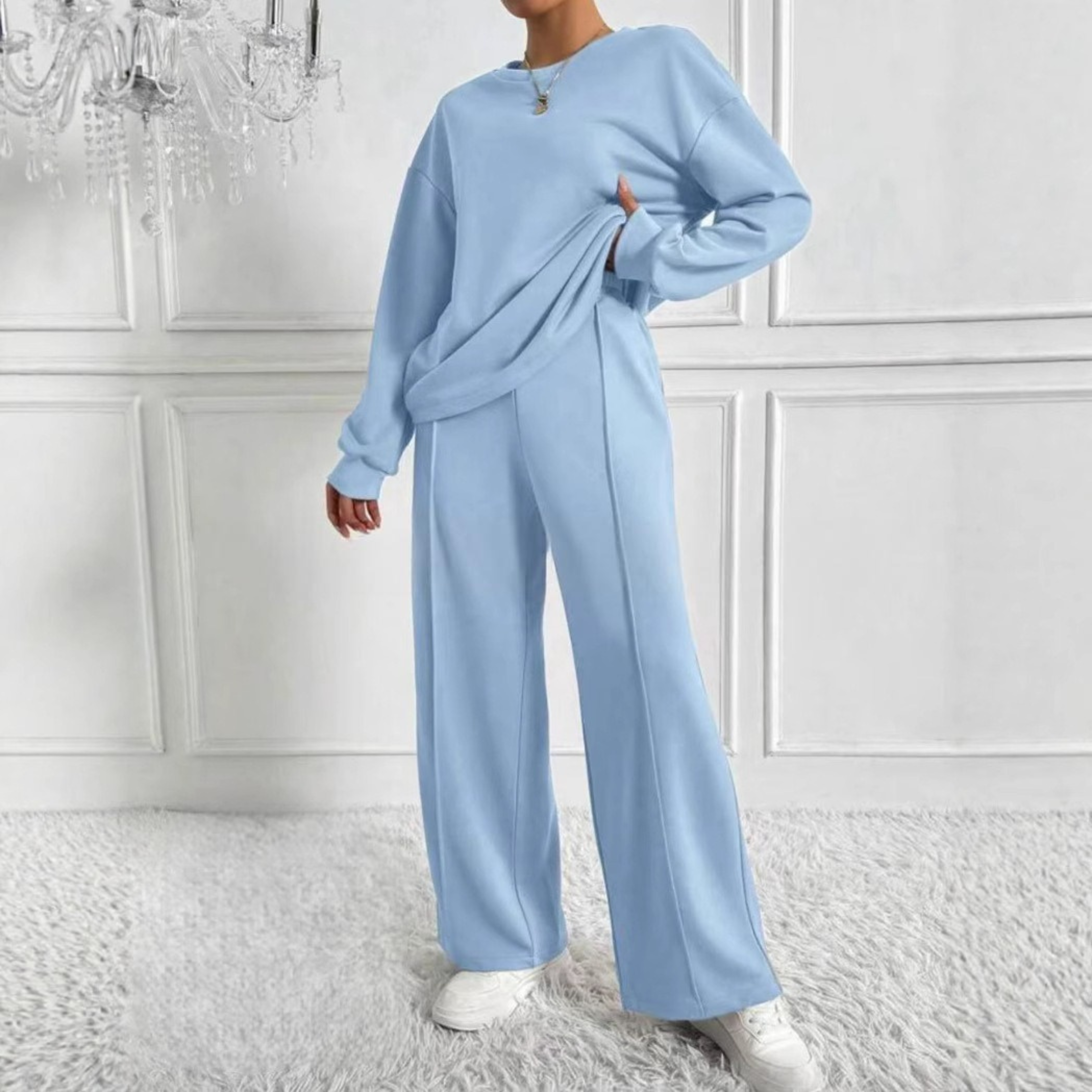 TINIDOR™ - Casual Long Sleeve Sweatshirt and High Waist Pants Set