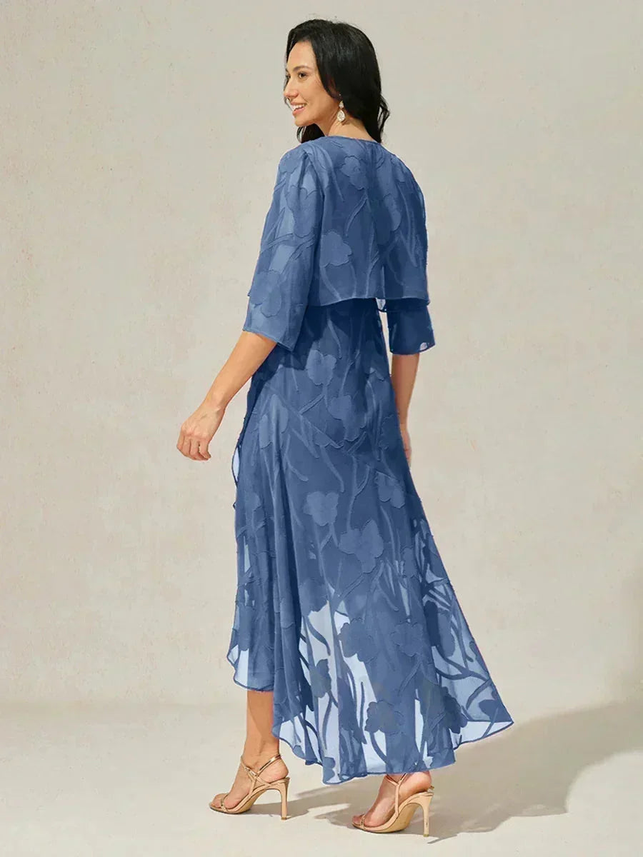 Floral Sheer Chiffon 3/4 Sleeve Shrug