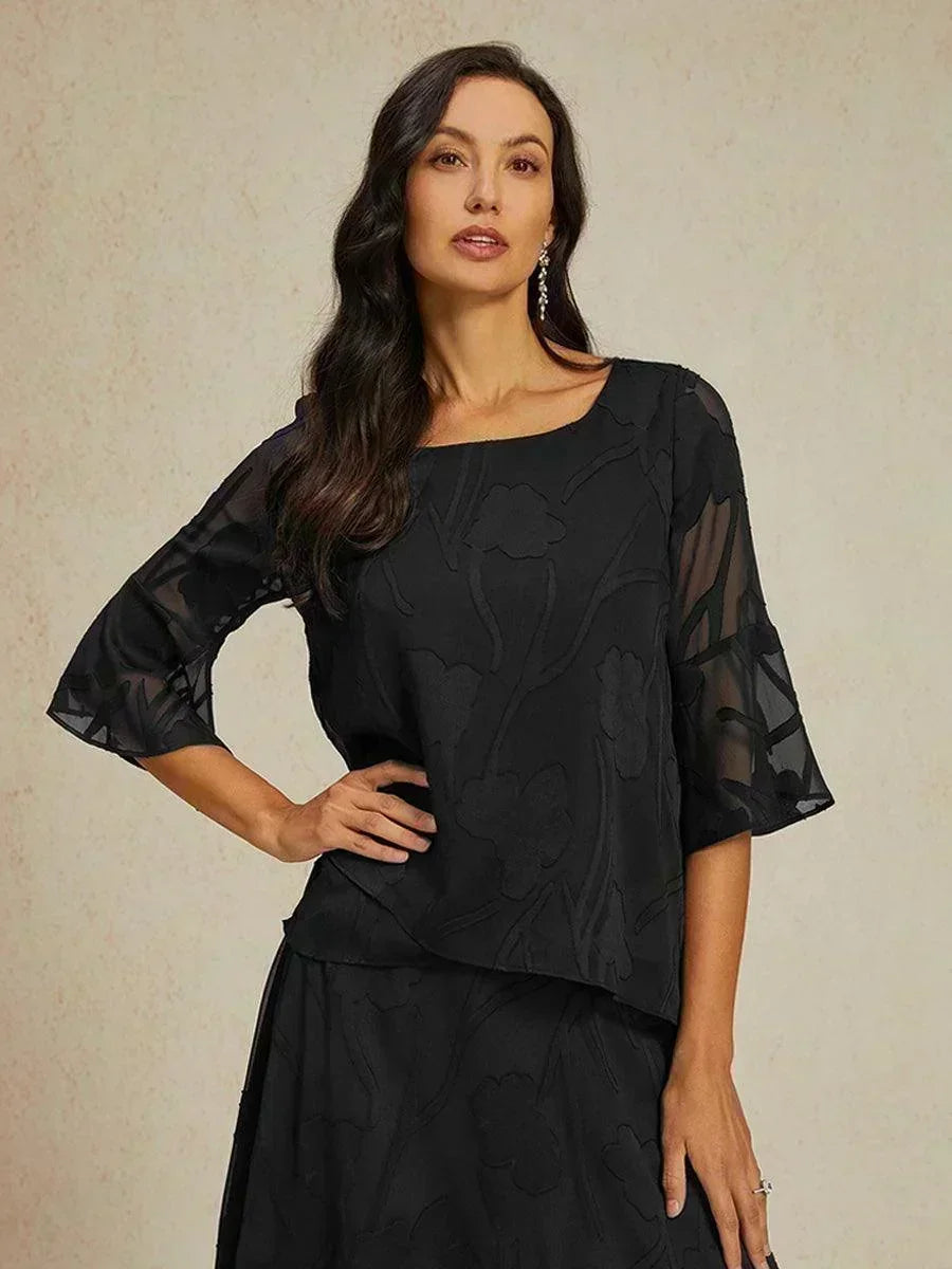 Feestelijke Chiffonblouse Met Asymmetrische Zoom